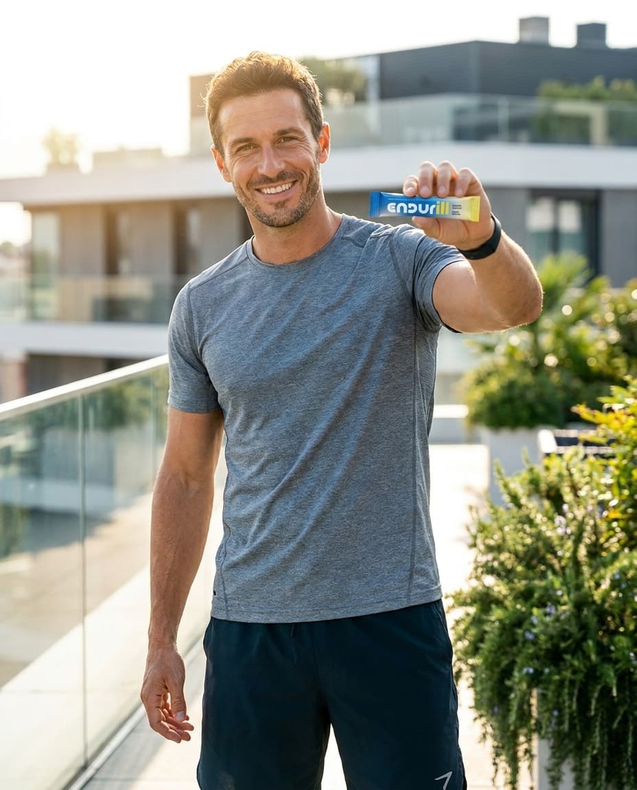 Uomo adulto sportivo con uno stick endurill all'aperto